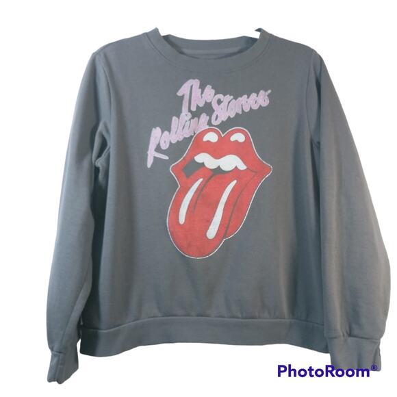 Rolling Stones Logo Graphic Sweatshirt - Heather Gray  Size L - Picture 1 of 6